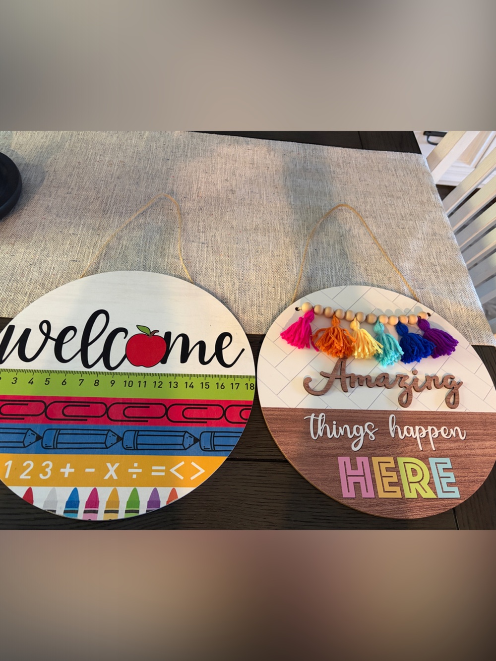 Set of 2 Wooden hanging signs